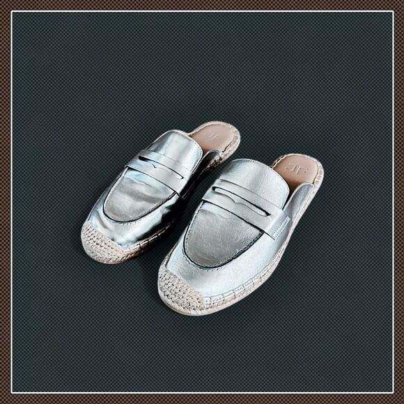 JustFab Ailana Flat Mule Metallic Slip-On Espadrille - Picture 10 of 16